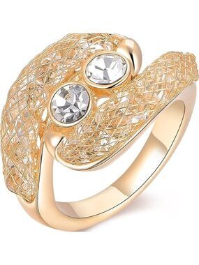 Fashion Rose Gold Mesh Crystal CZ Statement Ring